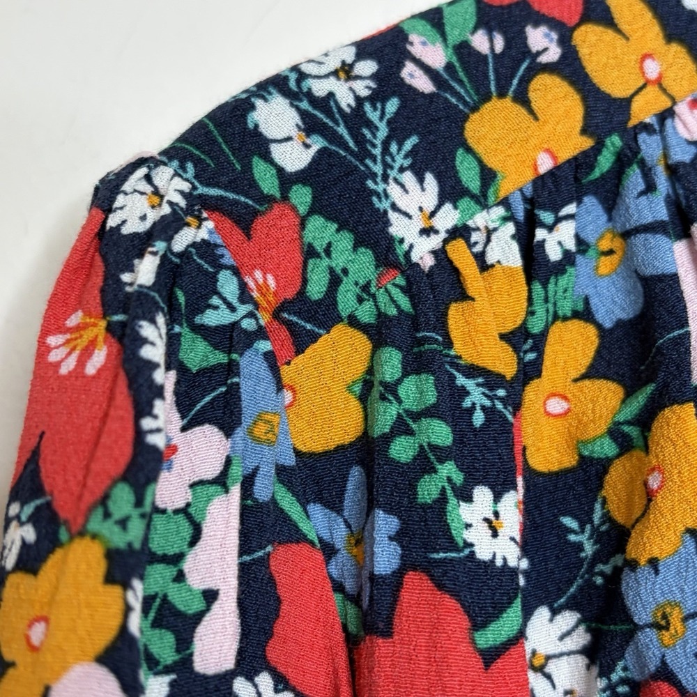 Loft Floral Blouse Top Womens L Cottagecore Preppy Career Work Office Colorful - Picture 3 of 7